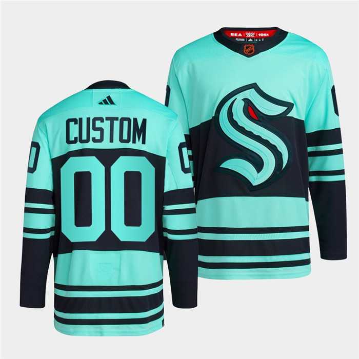 Men%27s Seattle Kraken Custom Ice Blue 2022-23 Reverse Retro Stitched Jersey->customized nhl jersey->Custom Jersey